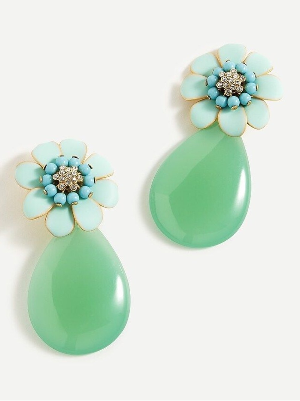 J.Crew Green Flower Drop Earrings - NWT